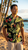 Tropical Summer Hibiscus Men's Hawaiian Shirt