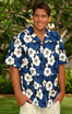 White Hibiscus Fern Men's Hawaiian Shirt
