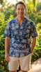 Woodcut Polynesian Island Men's Hawaiian Shirt