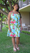 Anthurium Plumeria Women's Bias Cut Slimming Hawaiian Dress
