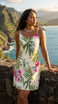 Pale Hibiscus Orchid Women's Bias Cut Slimming Hawaiian Dress