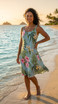 Pale Hibiscus Orchid Women's Bias Cut Slimming Hawaiian Dress