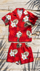 White Hibiscus Monstera Boy's 2pc Hawaiian Cabana Set