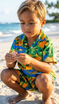 Florida Alligator Lagoon Boy's 2pc Hawaiian Cabana Set