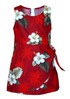 White Hibiscus Monstera Girl's Mock Wrap Hawaiian Sarong Dress