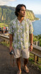 Paradise Found Men's Hibiscus Bamboo Panel Hawaiian Shirt