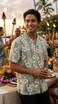 Paradise Found Men's Hibiscus Bamboo Panel Hawaiian Shirt