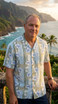 Paradise Found Men's Hibiscus Bamboo Panel Hawaiian Shirt
