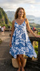 Delicate Tropical Hawaiian Scarf Hem Rayon Dress