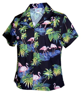 Pacific Legend Tropic Fever Purple Fitted Women's Hawaiian Shirt X-Small