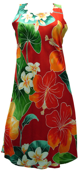 Full Bloom Women's Short Tank Flared Hawaiian Dress Full Bloom Women's Short Tank Flared Hawaiian Dress