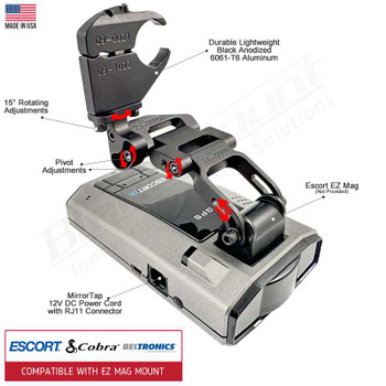 Aluminum Radar Detector Mount BMG-2018 Compatible with EZ Mag Mount Custom Fit BlendMount