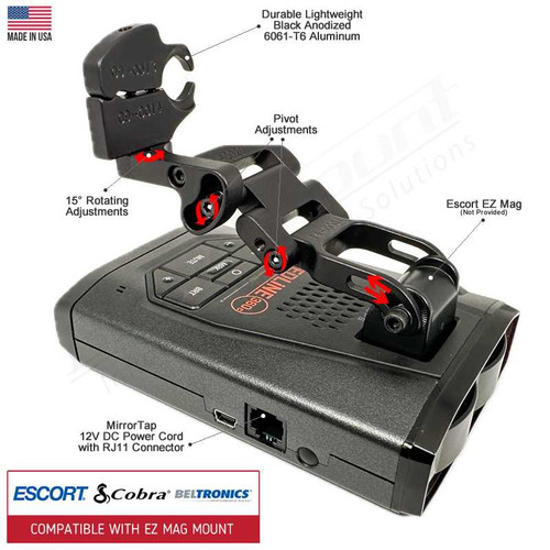 Aluminum Radar Detector Mount BMG-2021 Compatible with EZ Mag Mount Custom Fit BlendMount