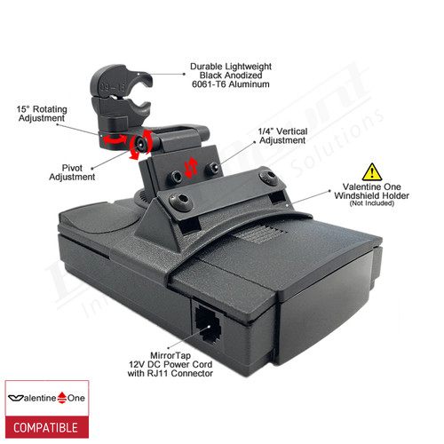 BlendMount BV1-2023 radar detector mount with Valentine One iso view 1