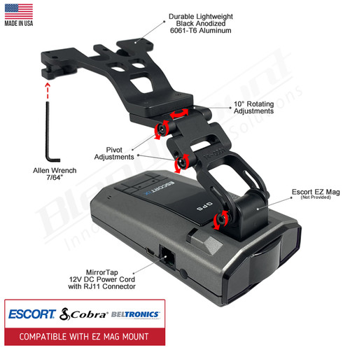Corvette C8 Radar Detector Mount rendering BMG-2028 Info