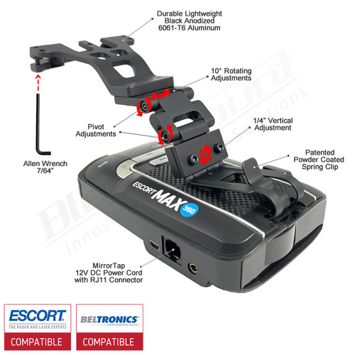 Corvette C8 Radar Detector Mount escort max bmx-2028 info