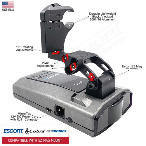 Aluminum Radar Detector Mount BMG-2017 Compatible with EZ Mag Mount Custom Fit BlendMount