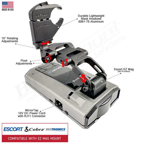 Aluminum Radar Detector Mount BMG-2018 Compatible with EZ Mag Mount Custom Fit BlendMount