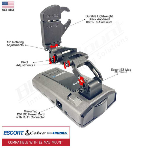 Aluminum Radar Detector Mount BMG-2019 Compatible with EZ Mag Mount Custom Fit BlendMount