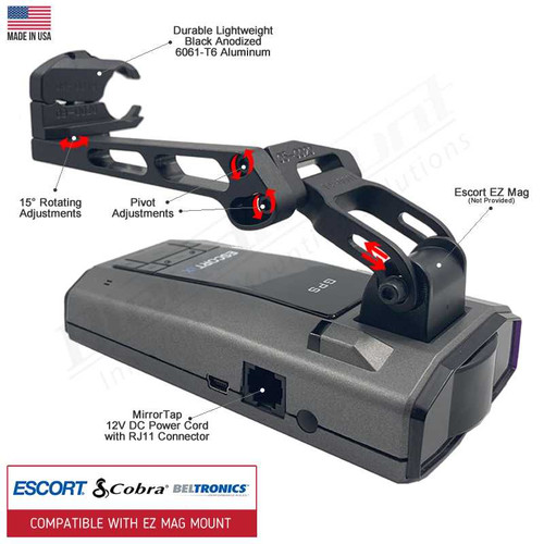 Aluminum Radar Detector Mount BMG-2027 Compatible with EZ Mag Mount Custom Fit BlendMount