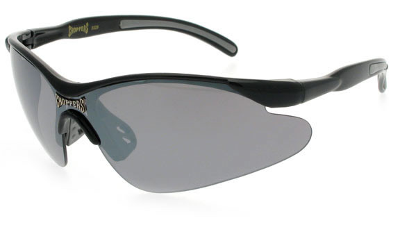 Choppers C50 Combo Sunglasses - 2 Pair: Smoke & Clear Lenses, Shiny Black Frame