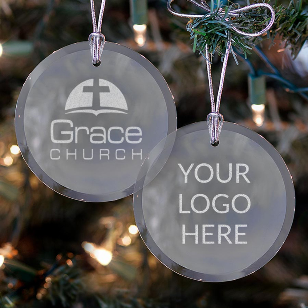 Custom Engraved Glass Ornament with Logo