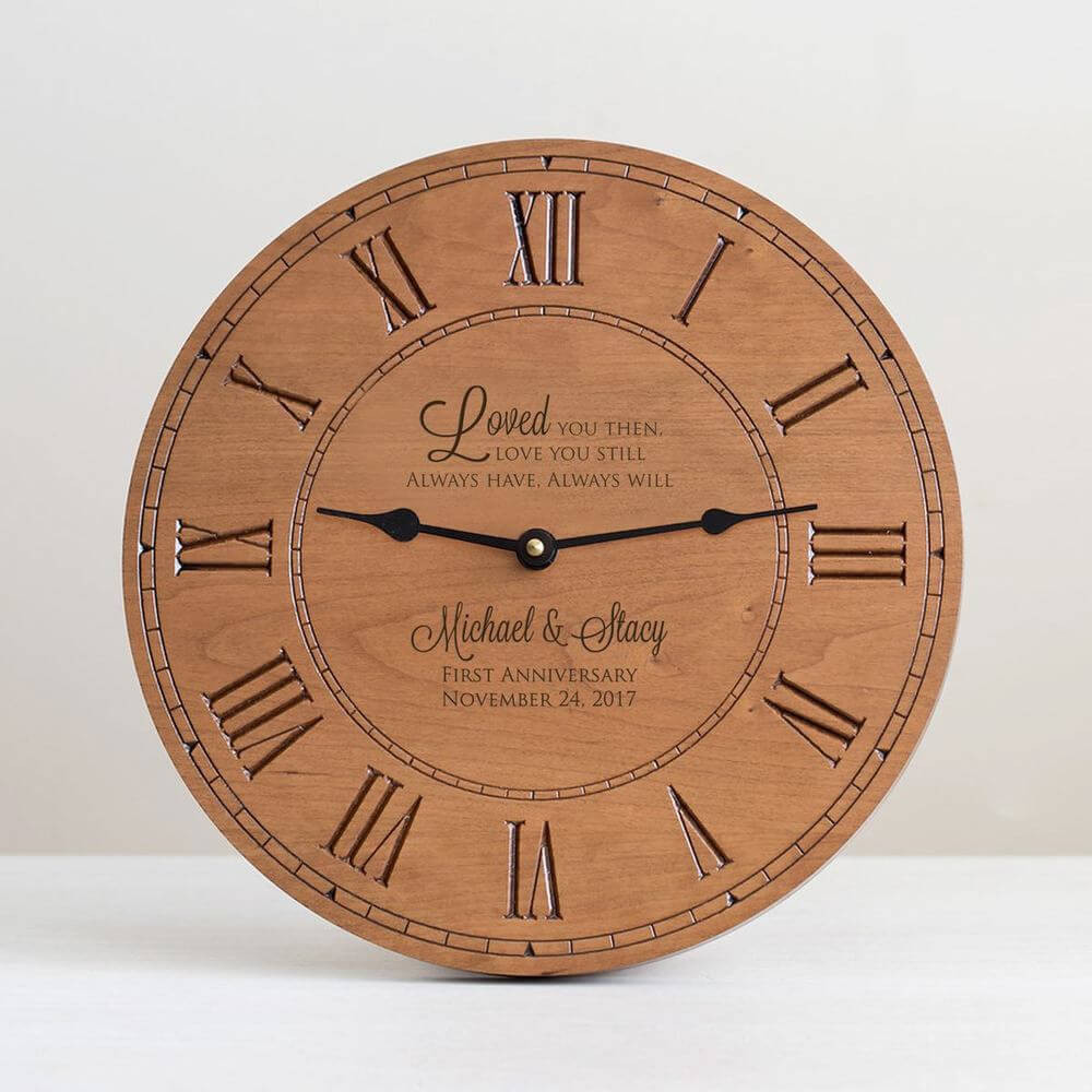 Custom Engraved Anniversary Wood Clock