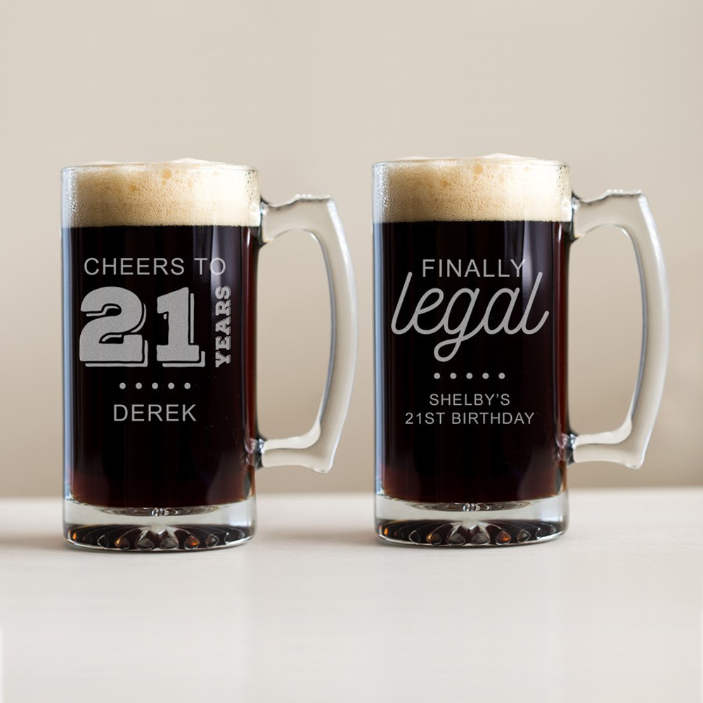 Personalized 21st Birthday Beer Mug