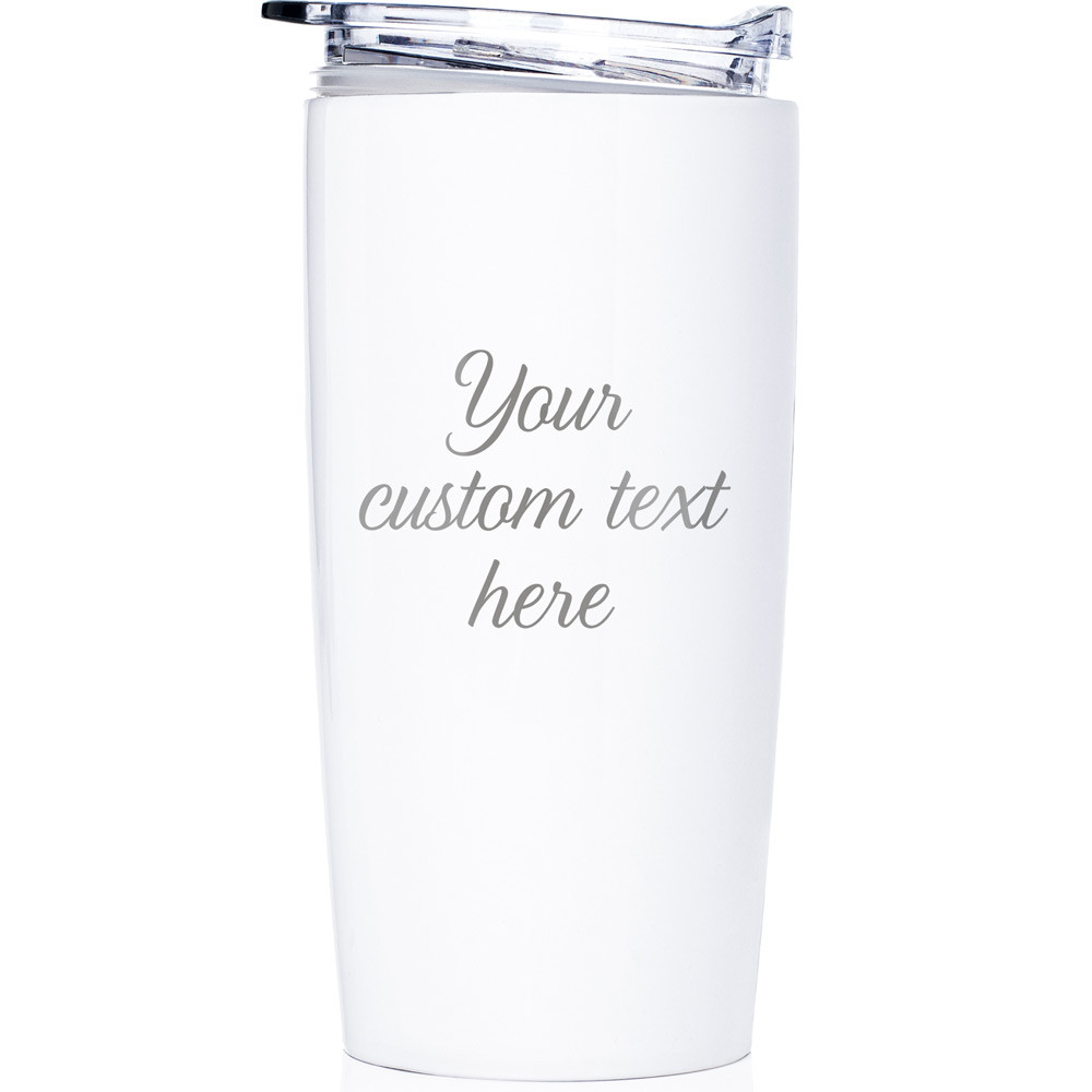 Personalized Create Your Own stainless steel coffee tumbler in white.
