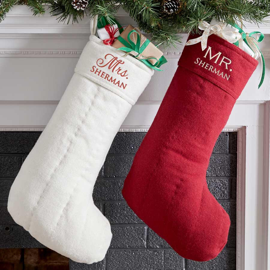 Personalized Mr Mrs Christmas Stockings Pair