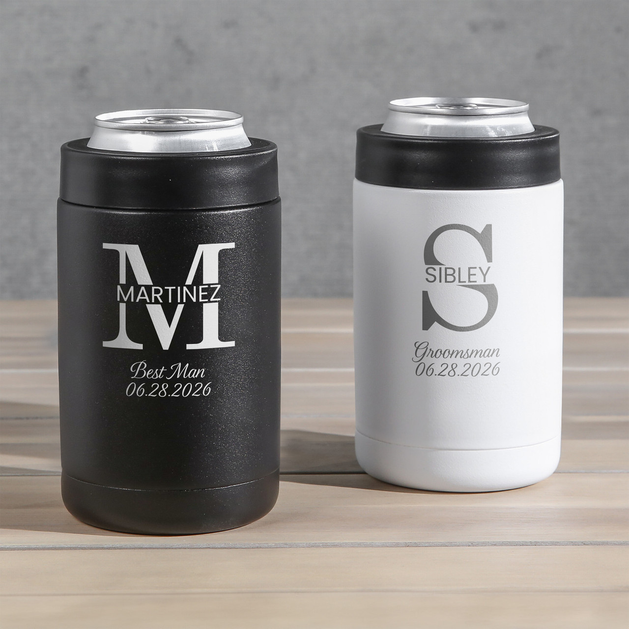 Groomsmen Gift Can Cooler | Monogrammed Stainless Steel