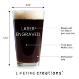 personalized pint glass specs and details
