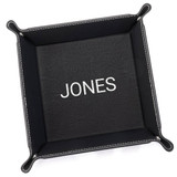 Personalized black valet tray with name