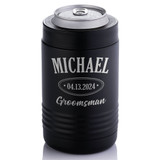 Personalized Wedding Party Stainless Steel Black Can Cooler