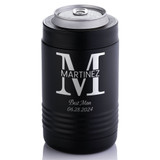 Personalized Monogrammed Groomsman Stainless Steel Black Can Cooler