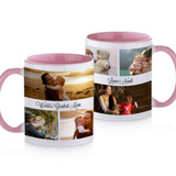 Personalized mom photo coffee mug with pink handle & inside by Lifetime Creations, upload photos and add your text, custom gift idea for mom or grandma, personalized Mother's Day gift