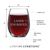 Personalized laser engraved stemless wine glass specs and details Personalized laser engraved stemless wine glass specs and details