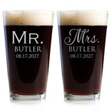 Personalized Mr. & Mrs. Pint Glasses