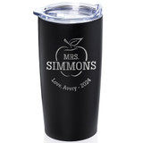 Personalized Teacher stainless steel coffee tumbler in black.