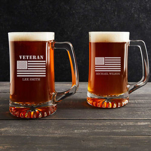 Personalized Veteran Beer Mug — custom engraved in Indiana