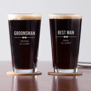Personalized Customized Groomsman Pint Glass — custom engraved in Indiana