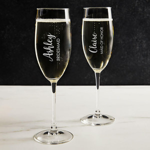 Personalized Personalized Bridesmaid Champagne Glass — custom engraved in Indiana