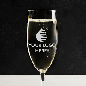 Personalized Logo Engraved Champagne Glasses for Bulk Orders — custom engraved in Indiana