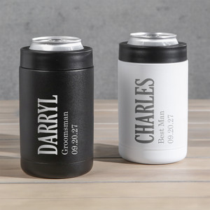 Personalized Groomsman Steel Can Cooler — custom engraved in Indiana