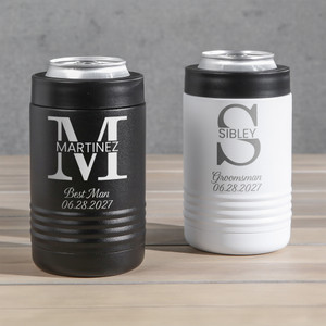Personalized Monogrammed Groomsman Stainless Steel Can Coolers