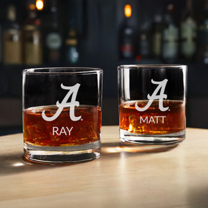 Personalized Alabama Crimson Tide Whiskey Glass — custom engraved in Indiana
