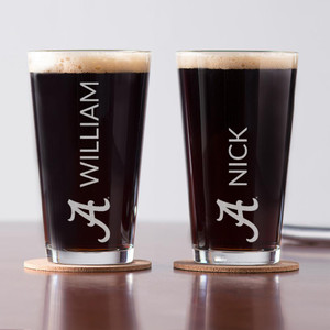 Personalized Alabama Crimson Tide Pint Glass custom engraved with your name Personalized Alabama Crimson Tide Pint Glass custom engraved with your name