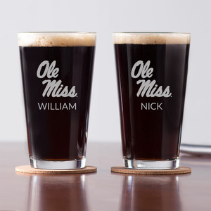 Personalized Ole Miss Pint Glass custom engraved with your name Personalized Ole Miss Pint Glass custom engraved with your name