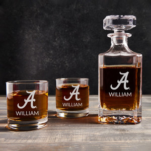 Personalized Alabama Crimson Tide Whiskey Decanter Set — custom engraved in Indiana
