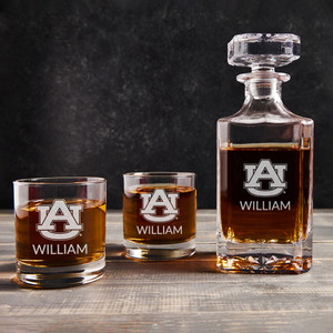 Personalized Auburn Tigers Whiskey Decanter Set — custom engraved in Indiana